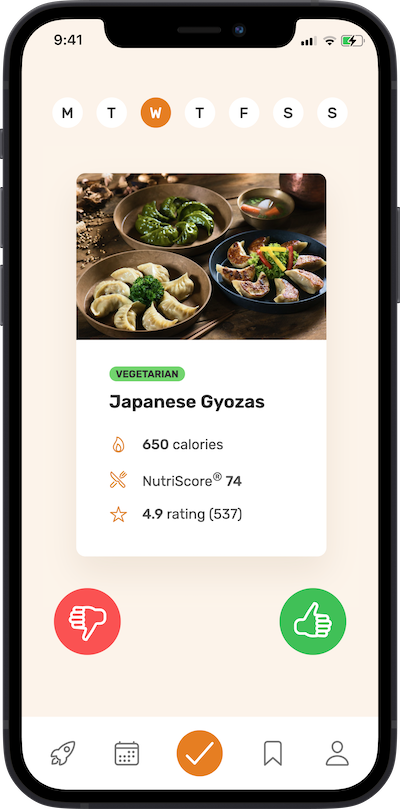 iPhone app meal appoving plan screen